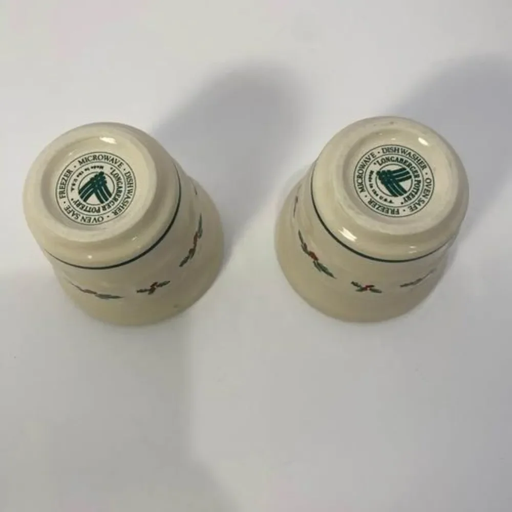 Vintage Longaberger Pottery Traditional Holly Votive Cups #36064